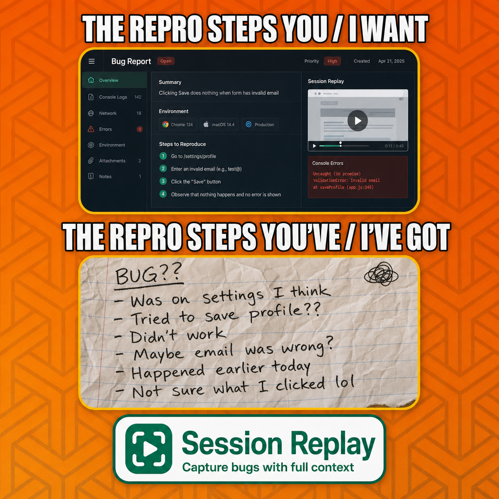 The repro steps you / I want The repro steps you've / I've got